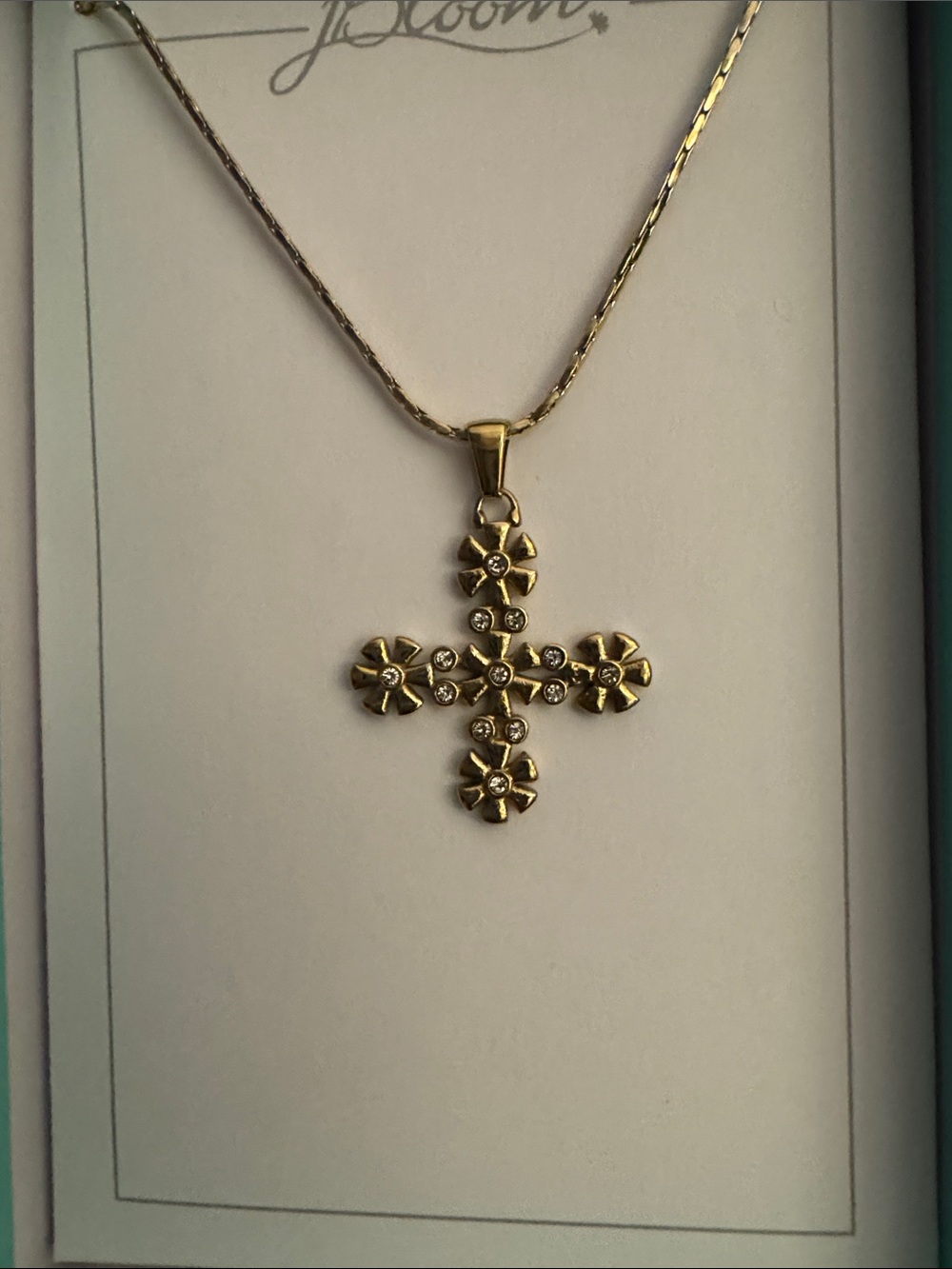 bloom Ruth Stainless Steel Gold Floral Cross Pendant Necklace Fashion jewelry